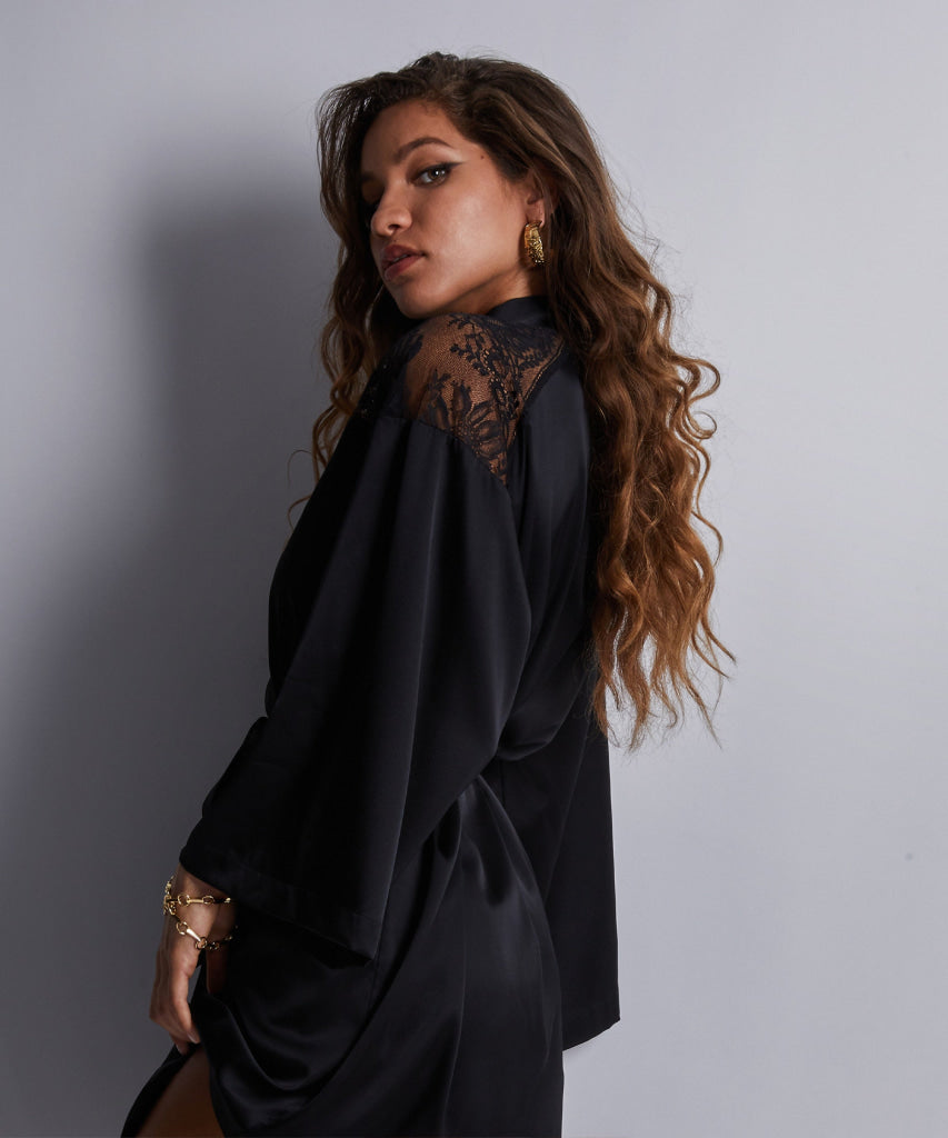 Aubade Midnight Whisper Kimono 2S65 Noir Noir