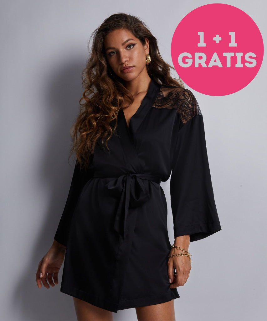 Aubade Midnight Whisper Kimono 2S65 Noir Noir S/M