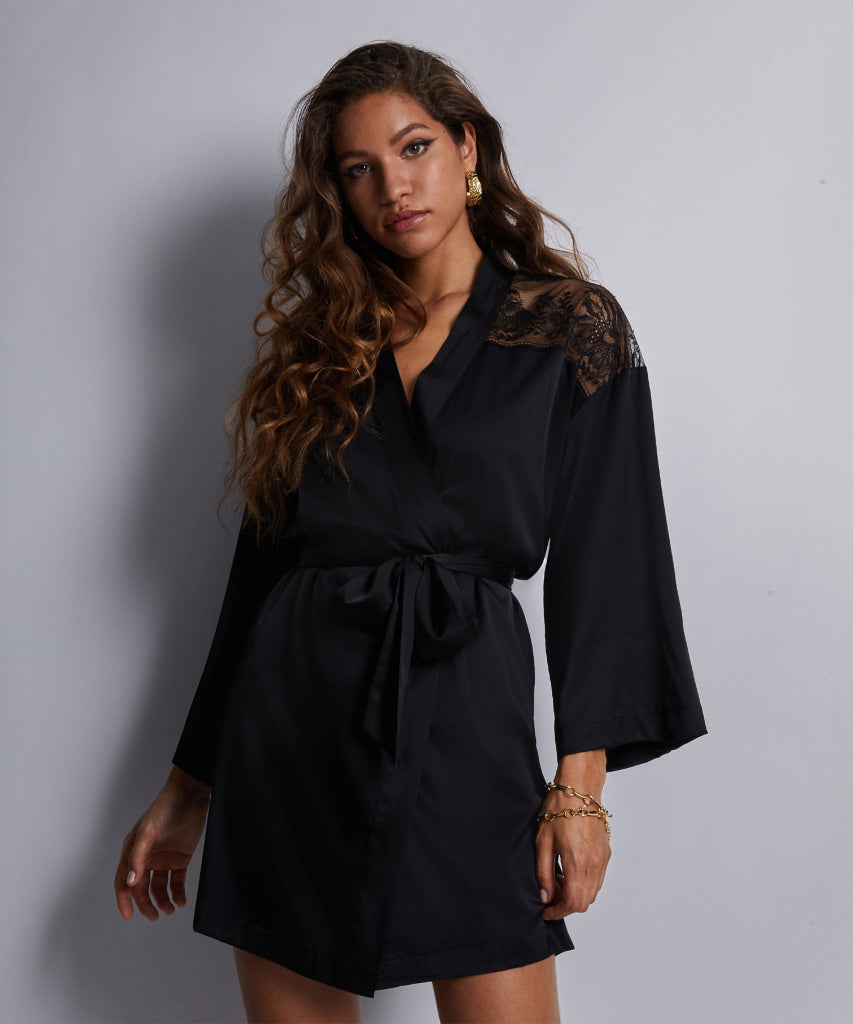 Aubade Midnight Whisper Kimono 2S65 Noir Noir S/M