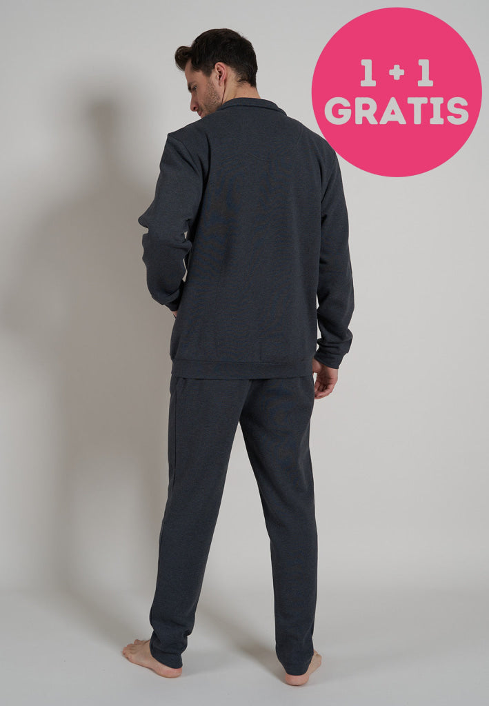 Bugatti Heren 2-Delig Huispak Broek + Vest 054067 831 Grau Dunkel