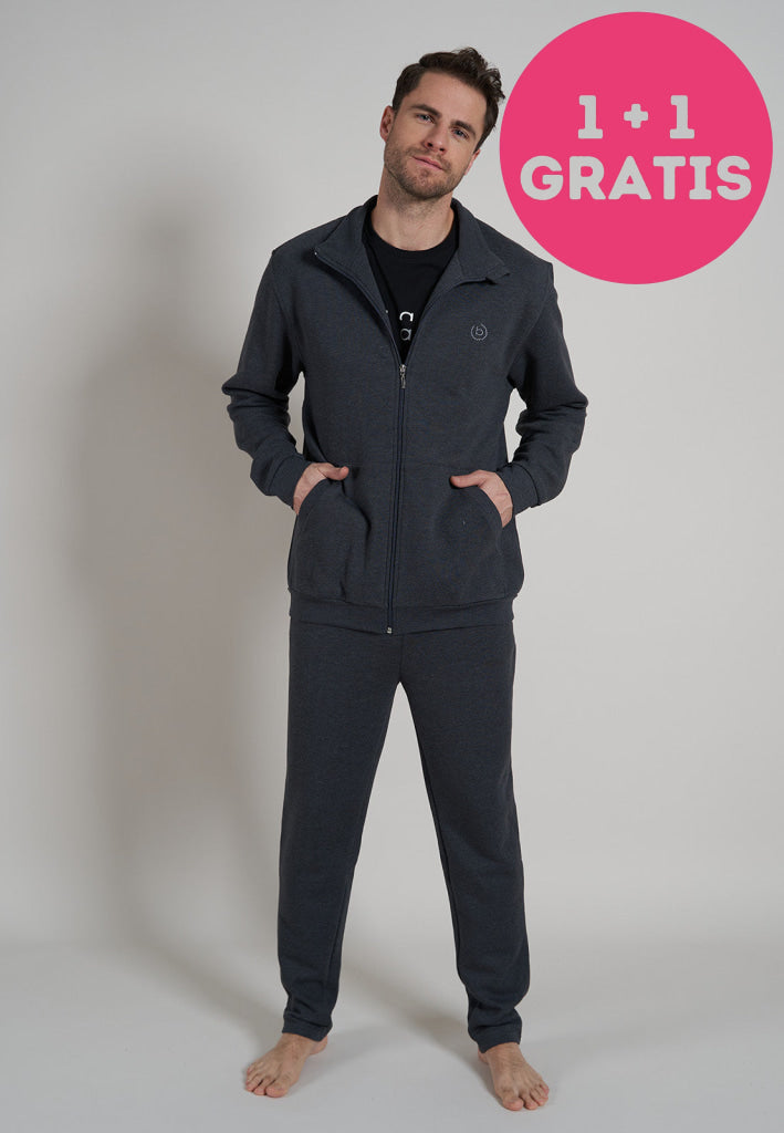 Bugatti Heren 2-Delig Huispak Broek + Vest 054067 831 Grau Dunkel 50