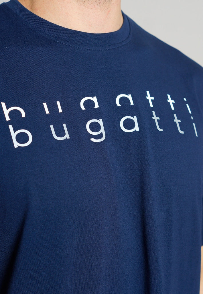 Bugatti Heren T-Shirt Ronde Hals 054069 630 Blau Dunkel