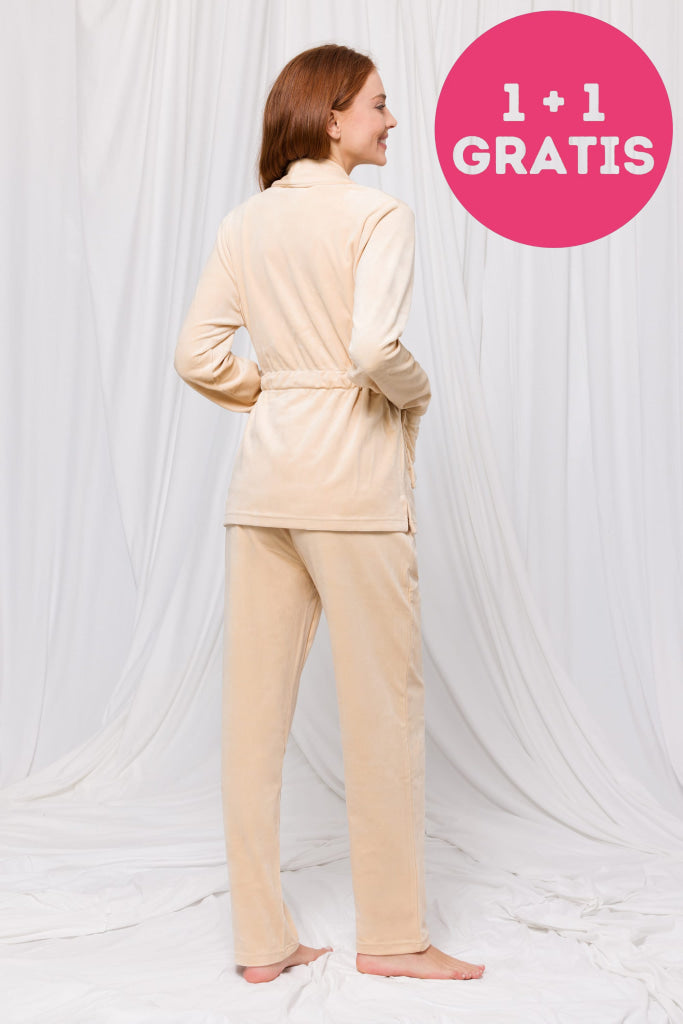 Lords & Lilies 3Delig Huispak Fluweel 232-52-Tpa-V 235 Beige