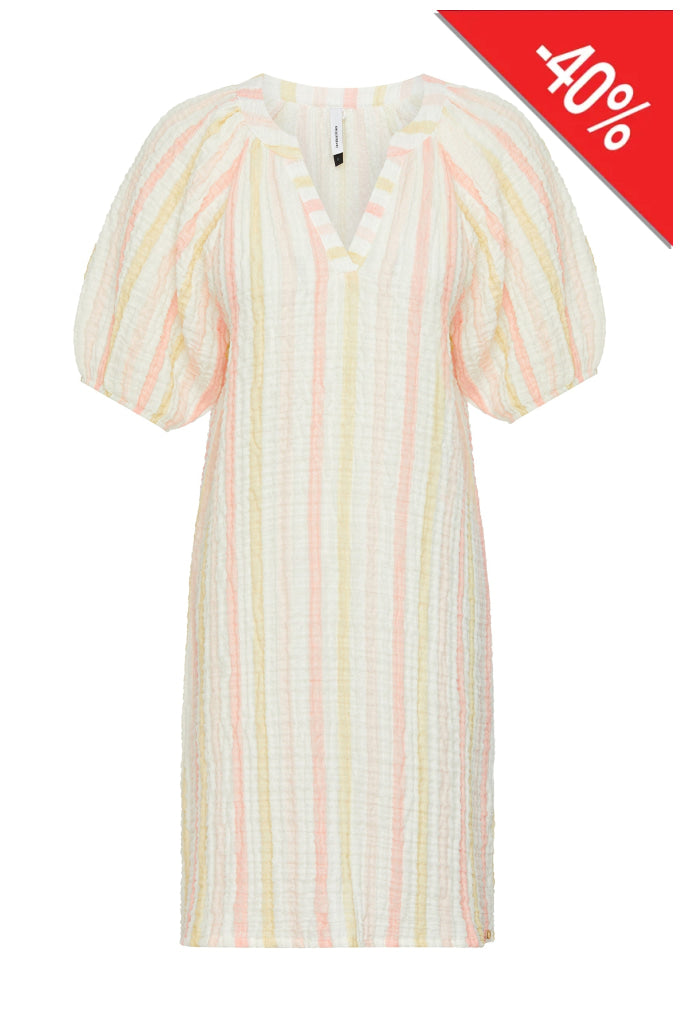 Lords & Lilies Jurk Pofmouw Met V-Hals 231-5-Tdc-W 962 Multicolor Xs