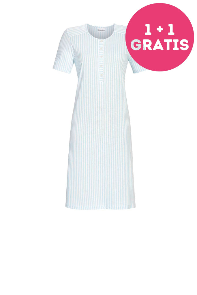 Ringella Nachtkleed Halve Doorknoop 4211038 257 Light Blue 48