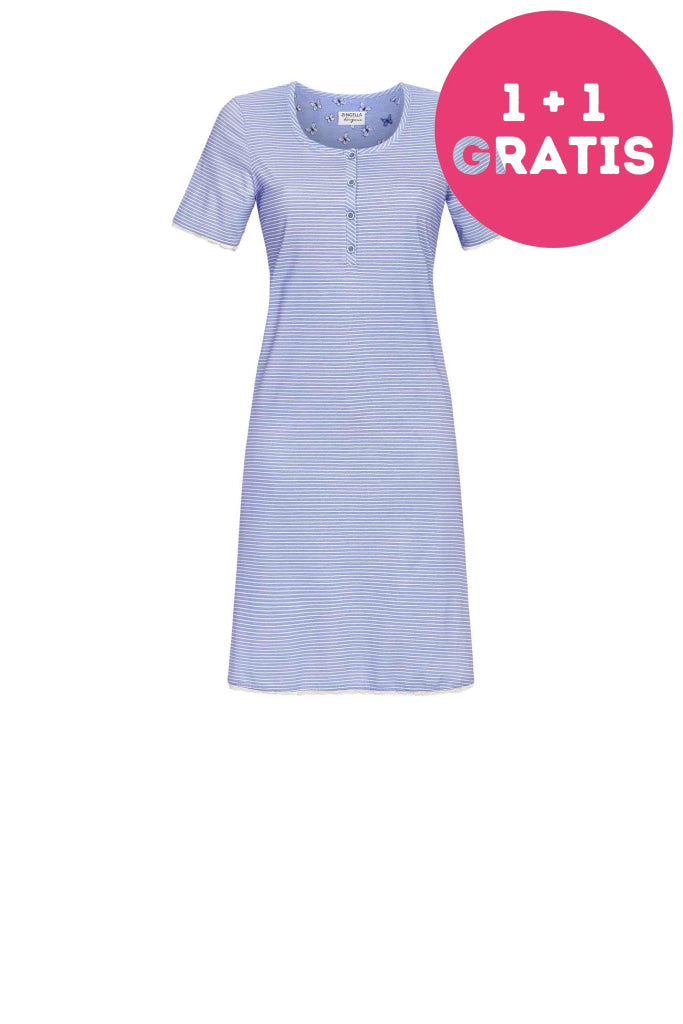 Ringella Nachtkleed Halve Doorknoop 4261019 232 Milky Blue 48