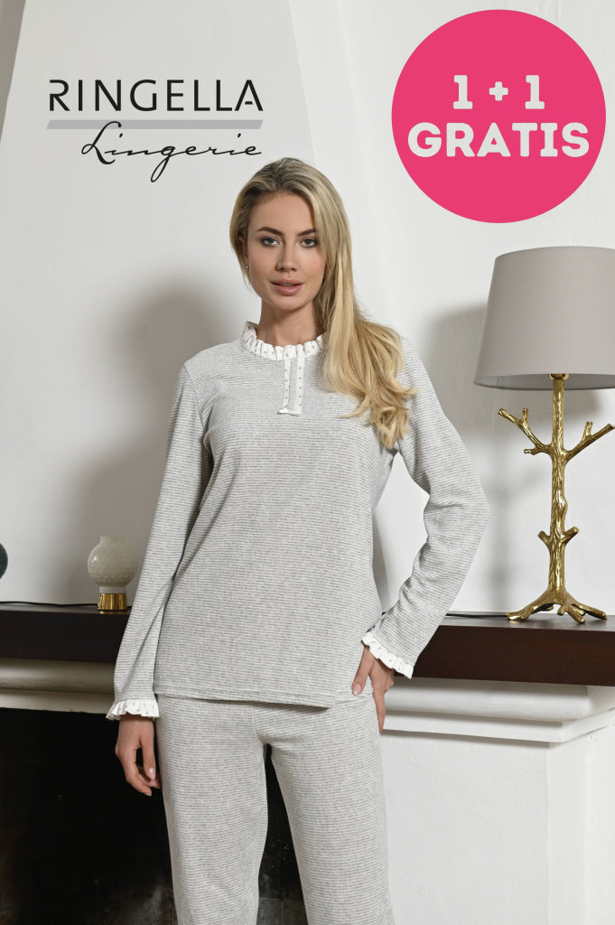 Ringella Pyjama Spons Lange Mouw 3568224 924 Grau-Melange 36
