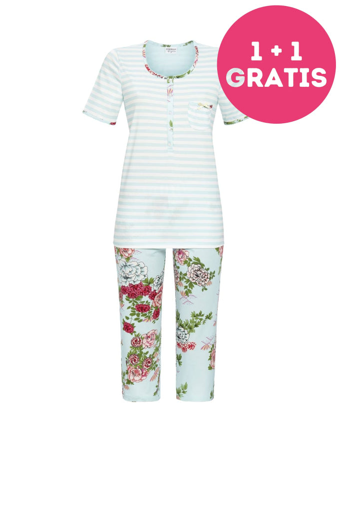 Ringella Pyjamaset Korte Mouw En 3/4 Broek 3261215 224 Himmelblau 36
