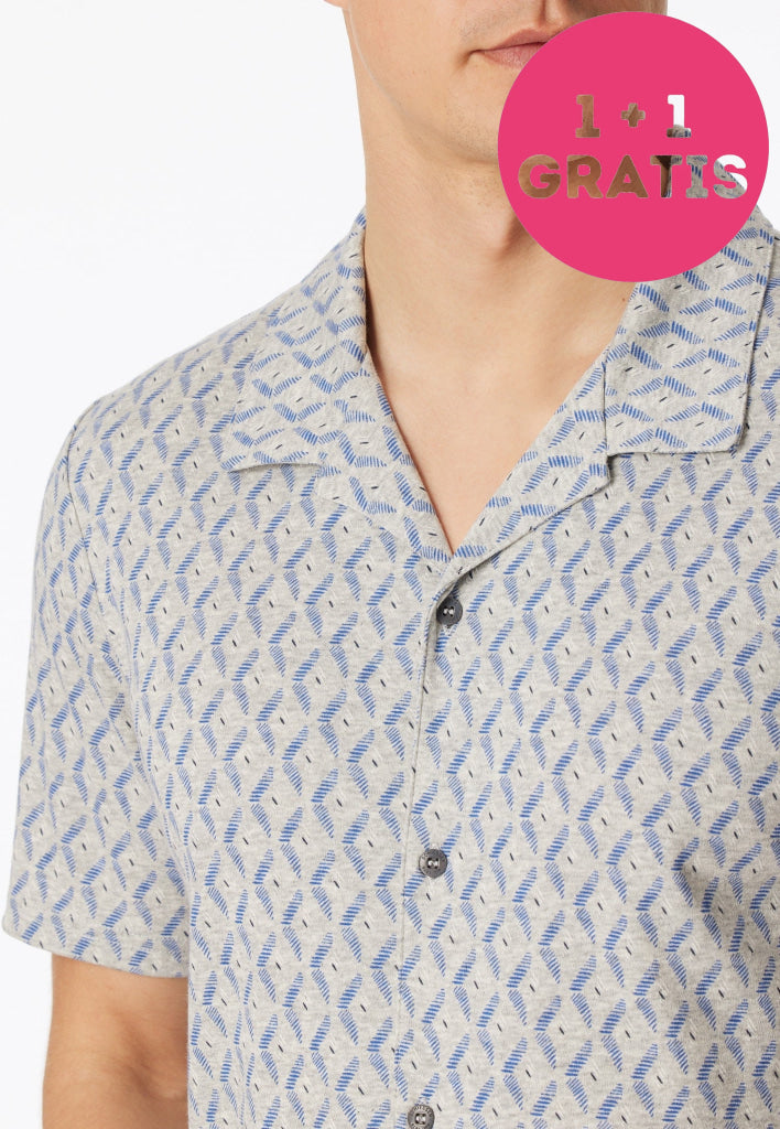 Schiesser Pyjama Kort 181177 202 Grau-Mel.