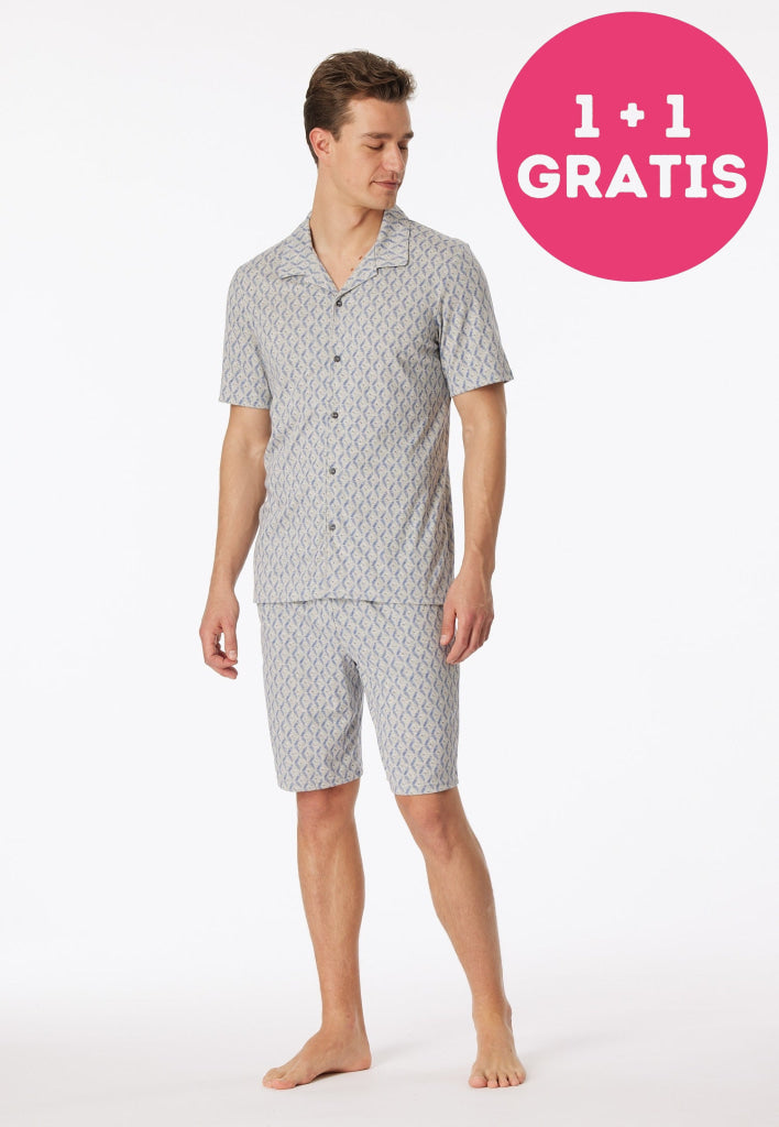 Schiesser Pyjama Kort 181177 202 Grau-Mel. 48