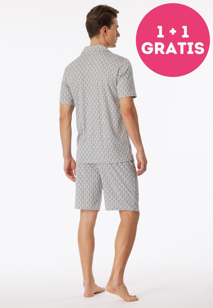 Schiesser Pyjama Kort 181177 202 Grau-Mel.