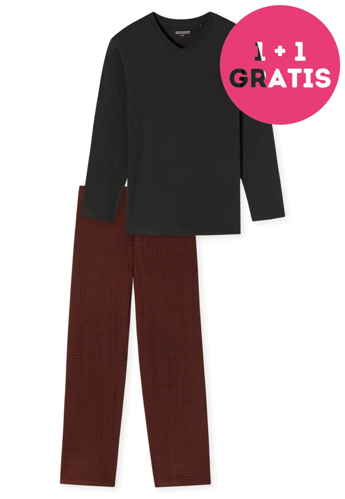 Schiesser Pyjama Lang 180251 203 Antraciet