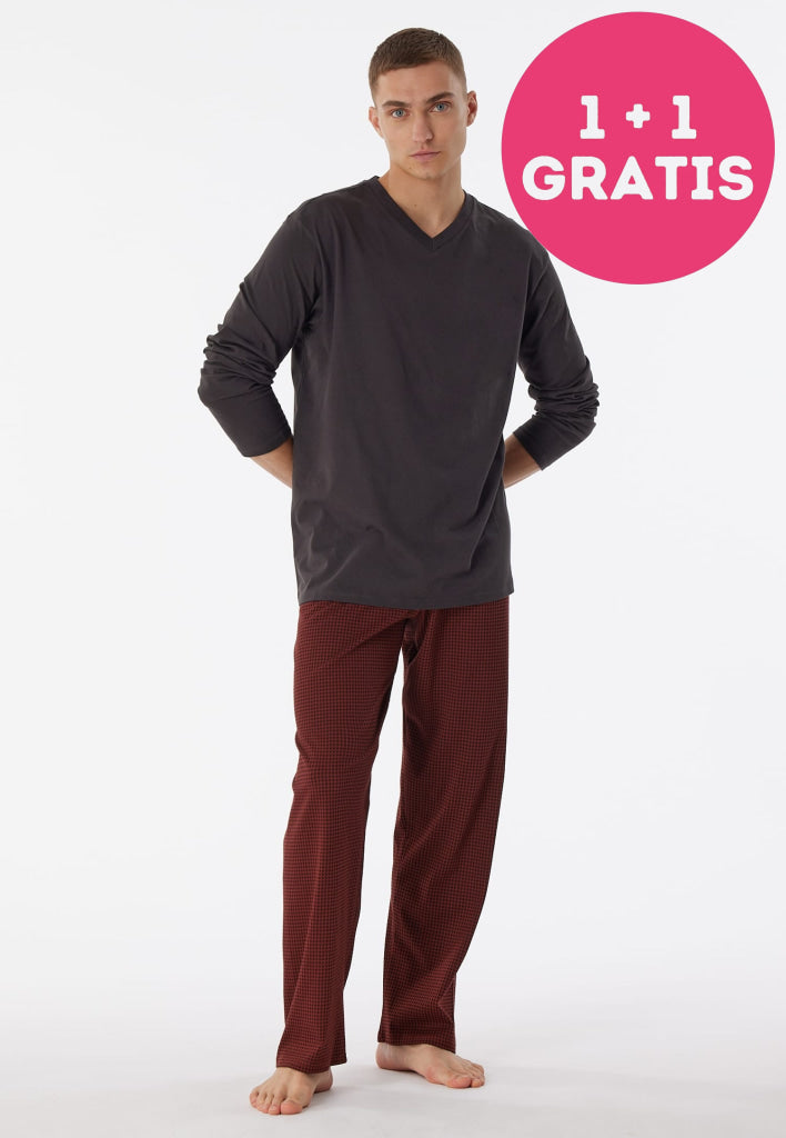 Schiesser Pyjama Lang 180251 203 Antraciet 48