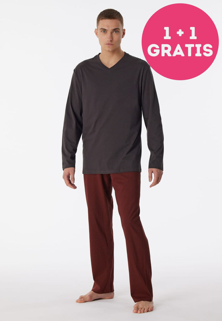 Schiesser Pyjama Lang 180251 203 Antraciet