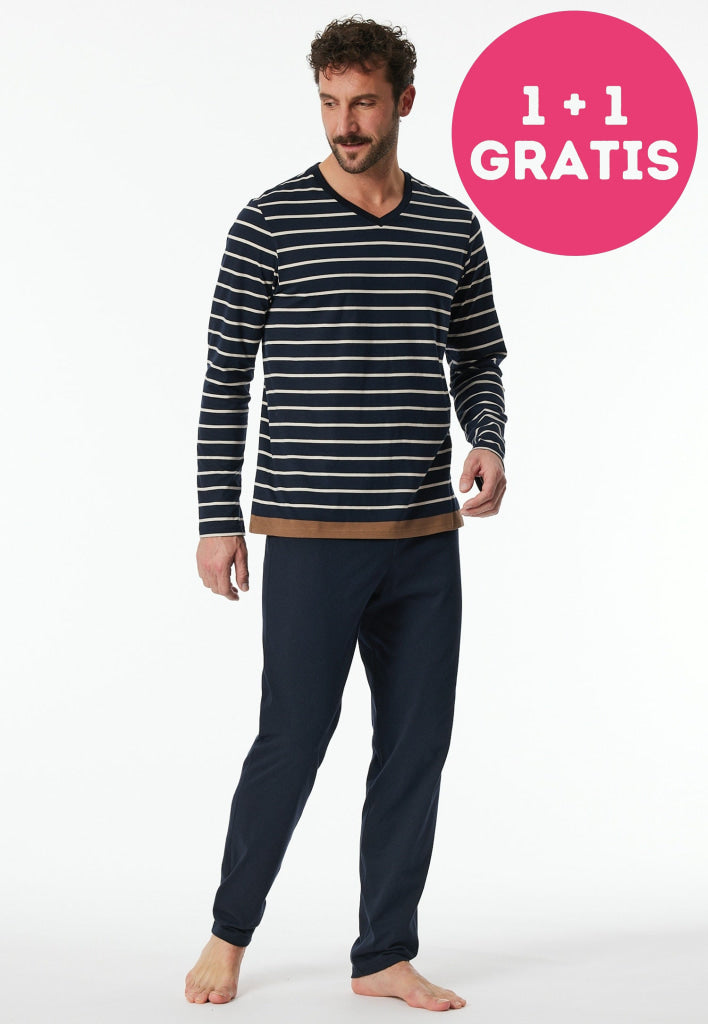Schiesser Pyjama lang 181928 804 nachtblauw