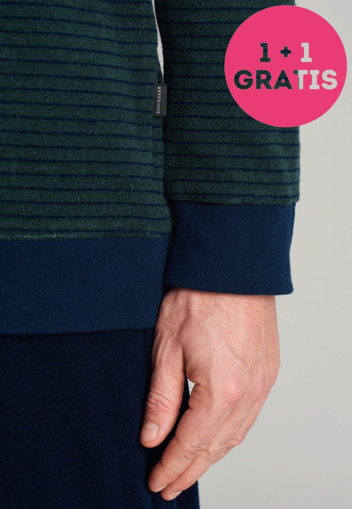 Schiesser Pyjama Lang Badstof 175604 702 Donkergroen
