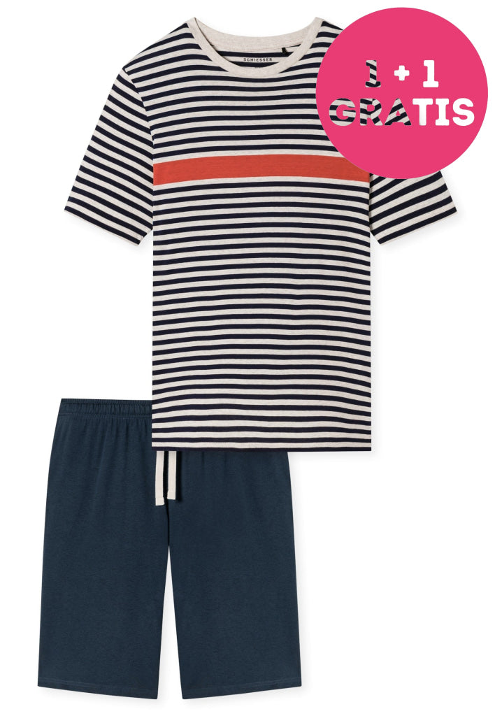 Schiesser Pyjamaset Korte Mouw + Broek 181165 526 Grapefruit