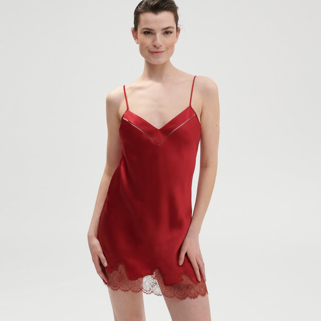 Simone Pérèle Nocturne Nachtkleed Spagettibandje 17F940 435 Tango Rood