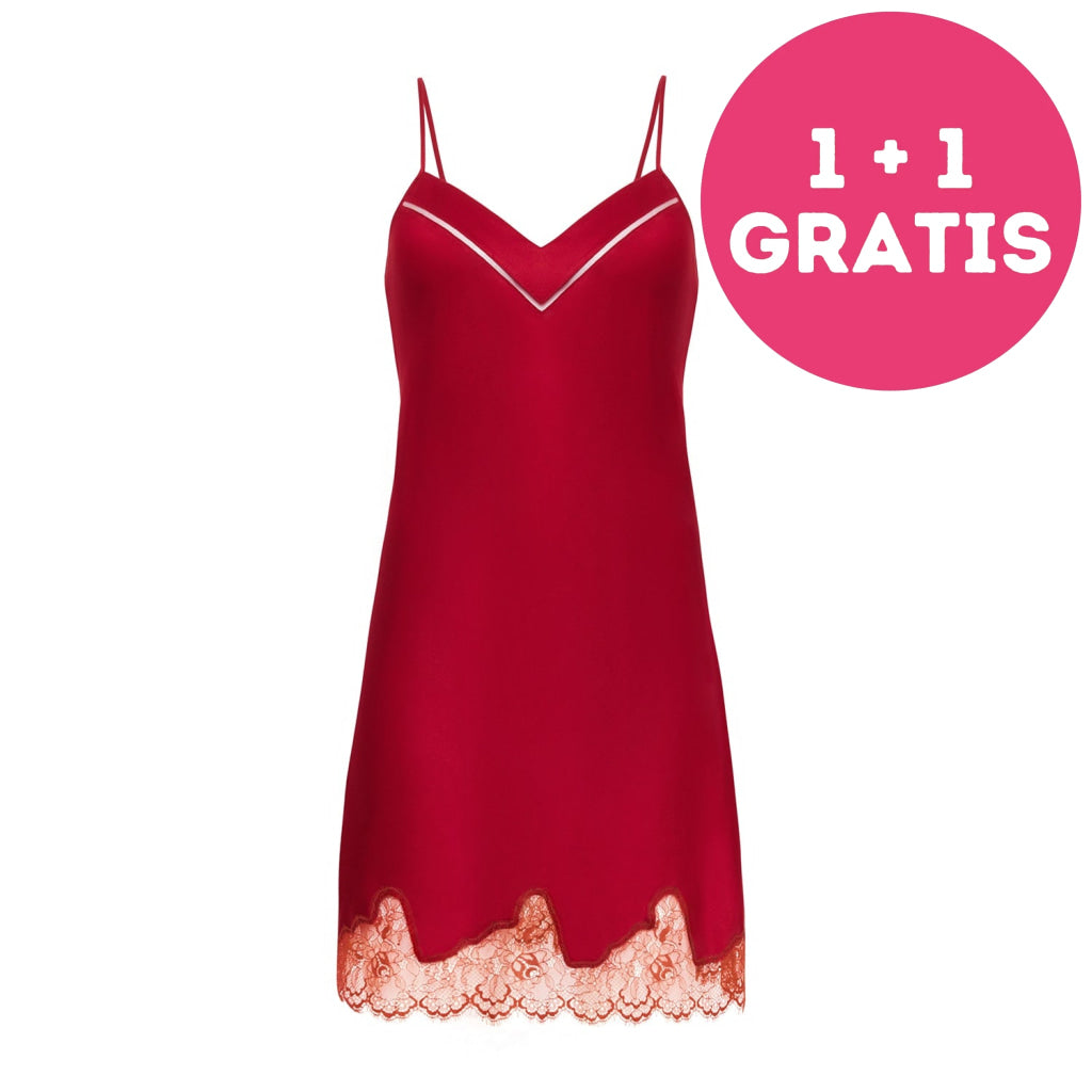 Simone Pérèle Nocturne Nachtkleed Spagettibandje 17F940 435 Tango Rood