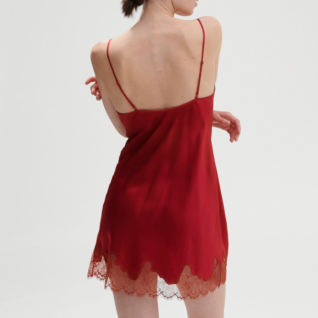 Simone Pérèle Nocturne Nachtkleed Spagettibandje 17F940 435 Tango Rood
