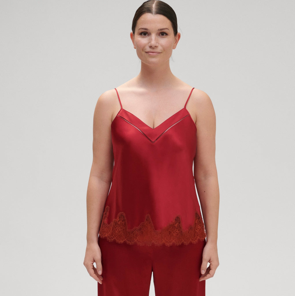 Simone Pérèle Nocturne Spagetti Top Zijde 17F900 435 Tango Rood 1