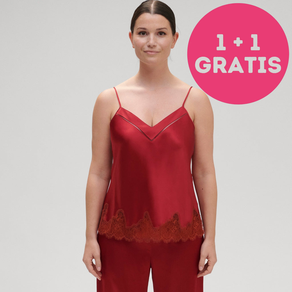Simone Pérèle Nocturne Spagetti Top Zijde 17F900 435 Tango Rood 1