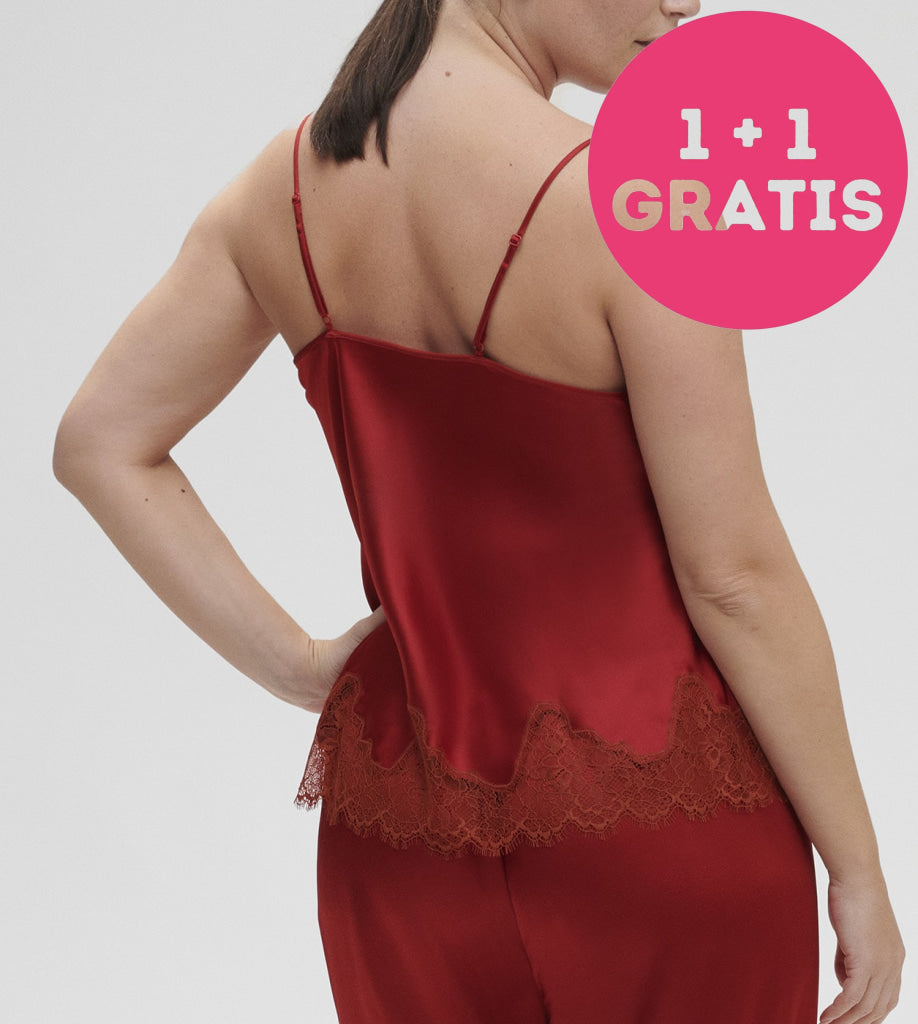Simone Pérèle Nocturne Spagetti Top Zijde 17F900 435 Tango Rood