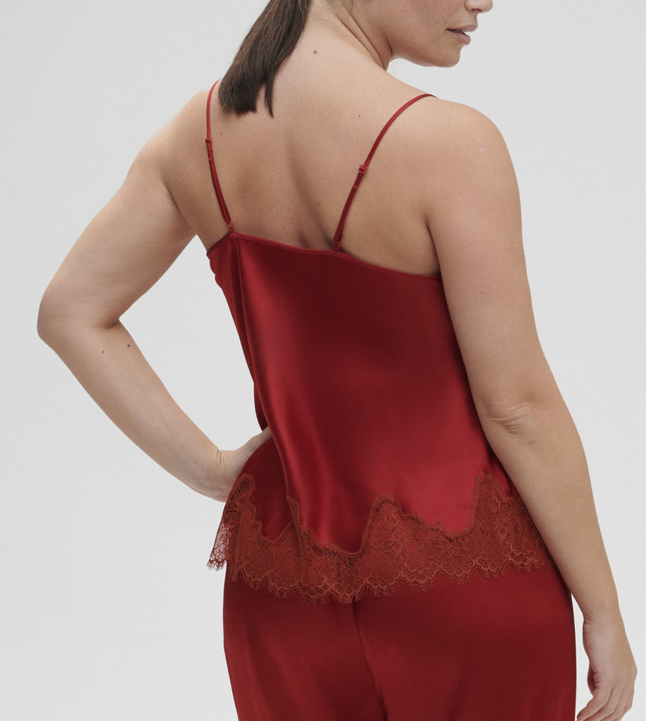 Simone Pérèle Nocturne Spagetti Top Zijde 17F900 435 Tango Rood