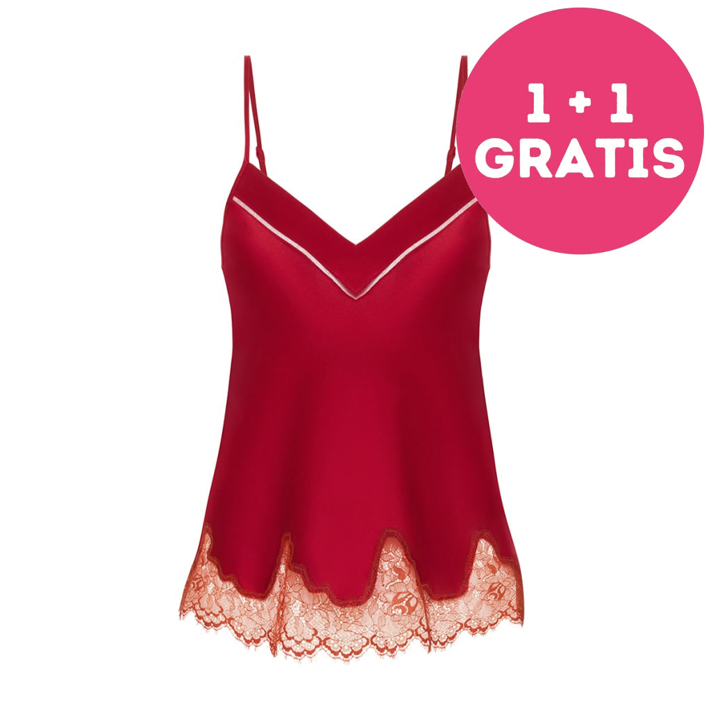 Simone Pérèle Nocturne Spagetti Top Zijde 17F900 435 Tango Rood