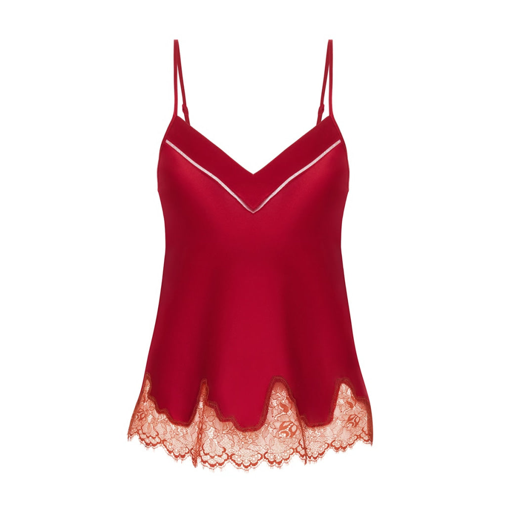 Simone Pérèle Nocturne Spagetti Top Zijde 17F900 435 Tango Rood