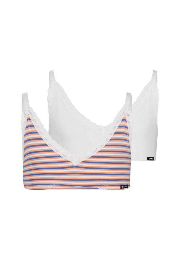 Skiny Girls Top 2Pack 030003 S253 Coral Stripes 140